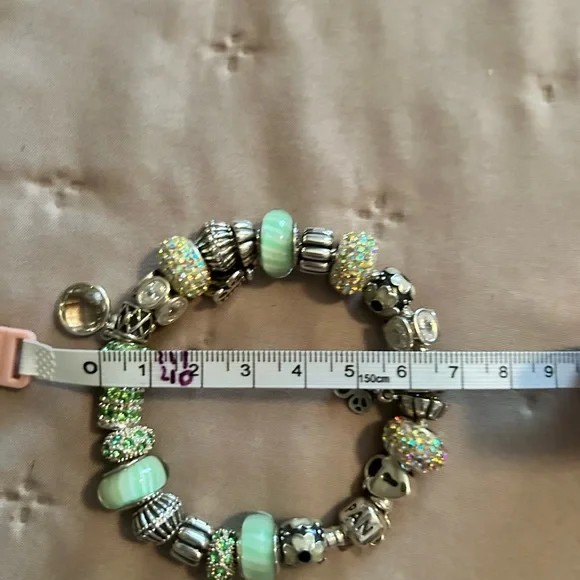 Pandora Silver Bracelet with Green Charms - Picture 5 of 5